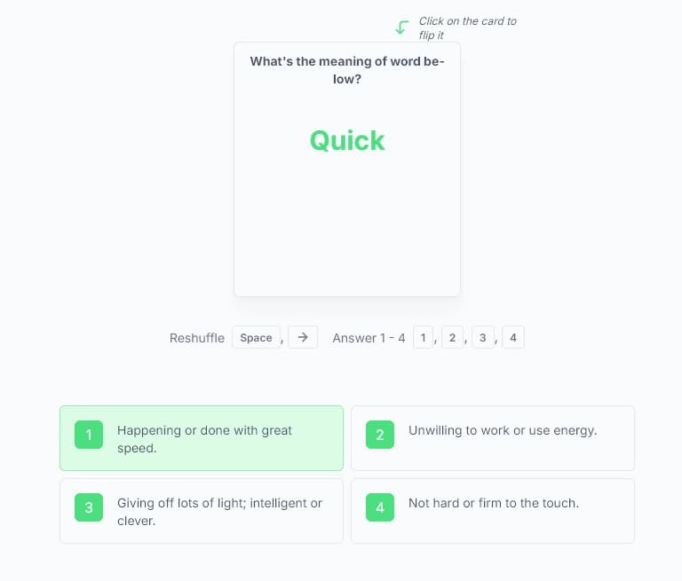 Detailed flashcard correct answer