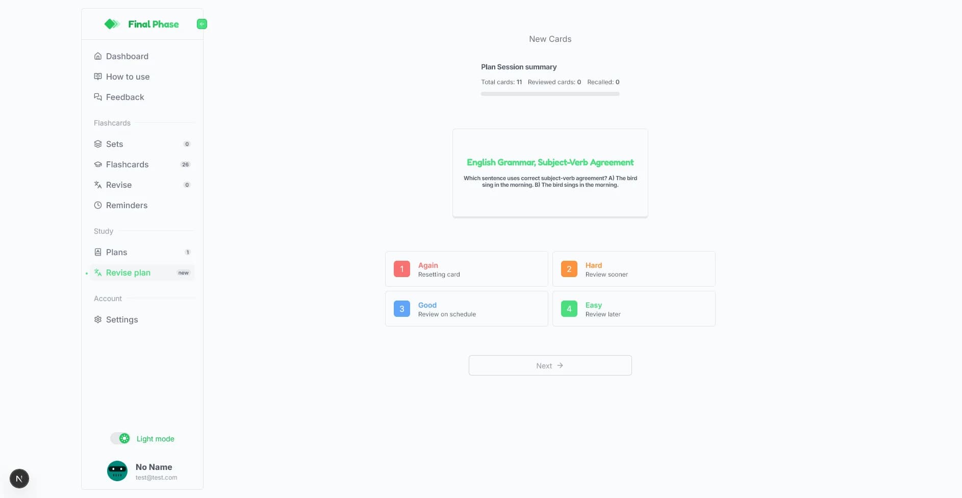 Study Plan Revision View